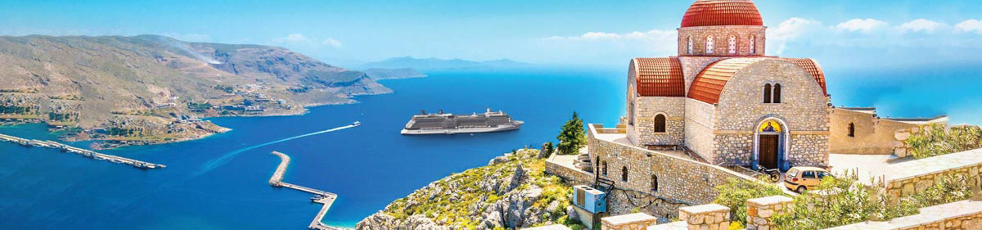 Celebrity ships at sea in Santorini